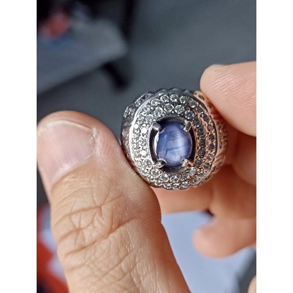 Cincin Batu Permata Natural Star Sapphire Ori