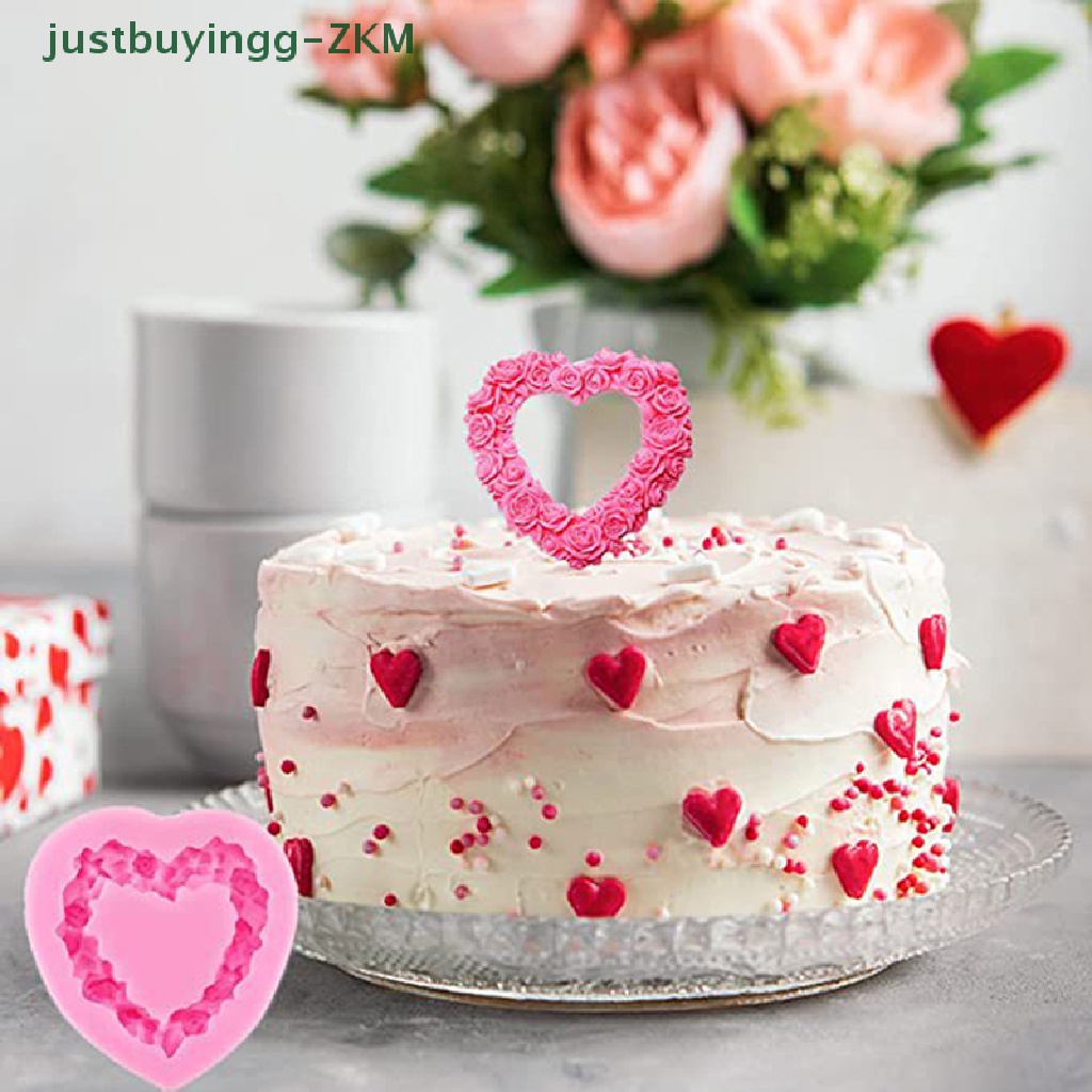 [Tinggal Belig] 1Pc Cetakan Sugarcraft Silikon Bentuk Mawar Hati Cupcake Baking Decorag Mold [RICO]