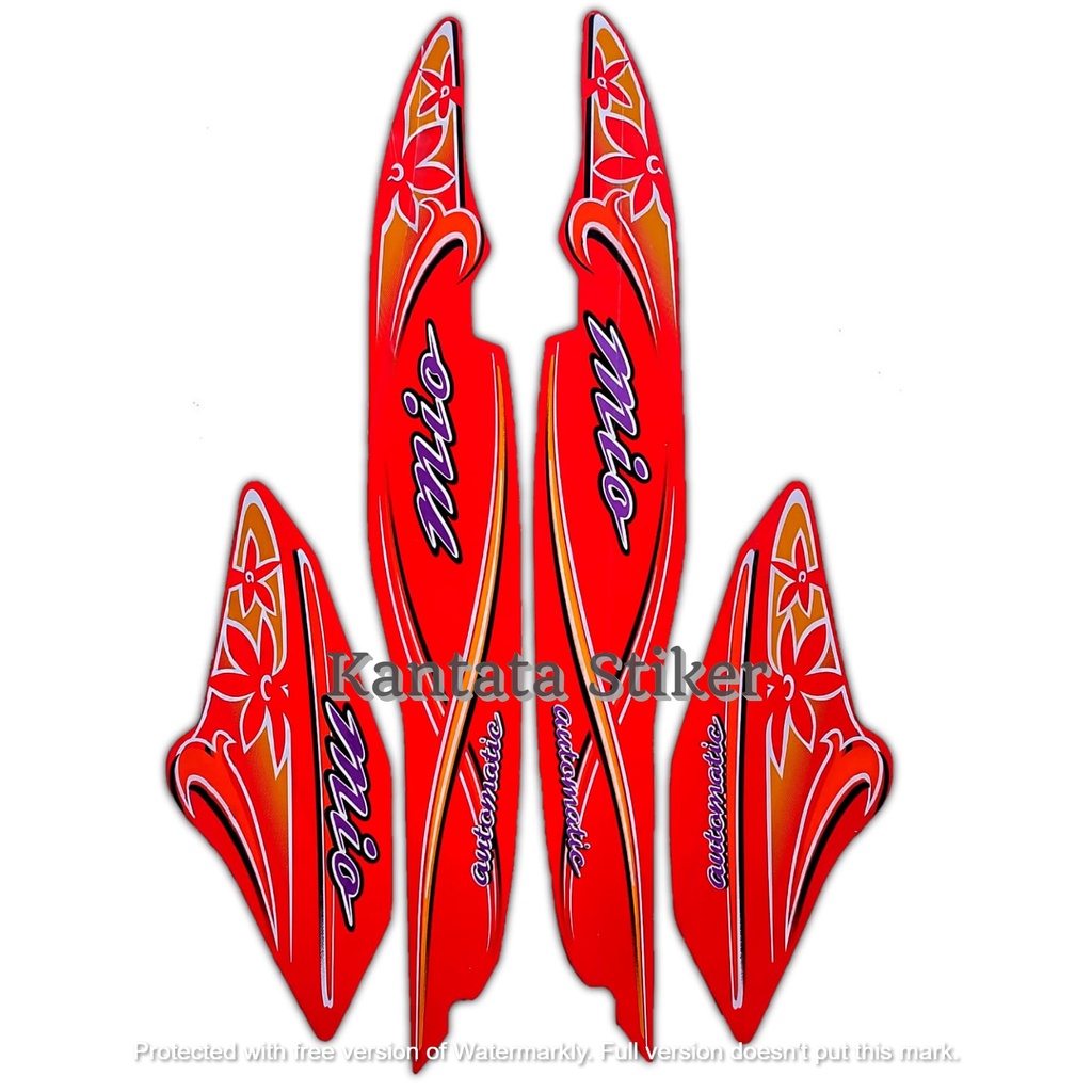 STIKER STRIPING LIS LES BODY MOTOR YAMAHA MIO SPORTY 2004 MERAH STANDAR FULL SET