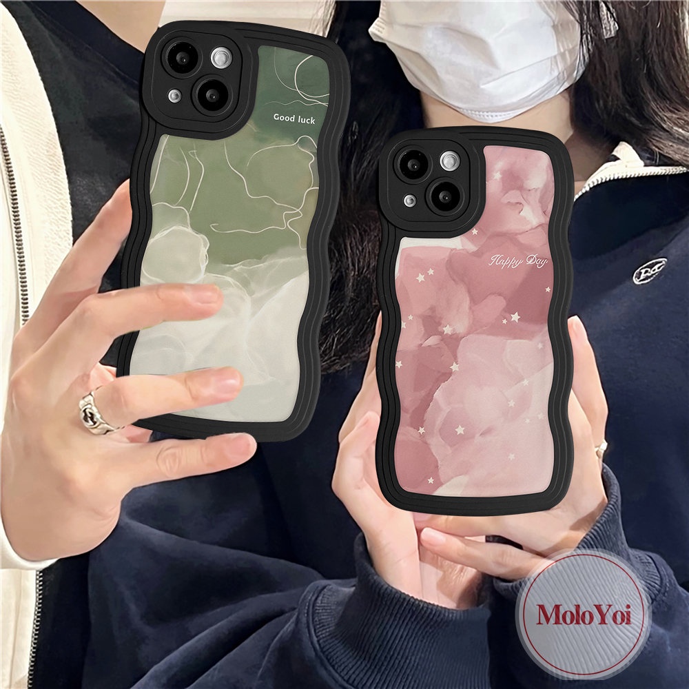 Casing Pasangan Cocok Untuk iPhone 11xr7 8 Plus 13 12 14 Pro Max 6 6s Plus 14plus X XS Max SE 2020lembut TPU Wavy Edge Halo Dyed Watercolor Star Lines Case