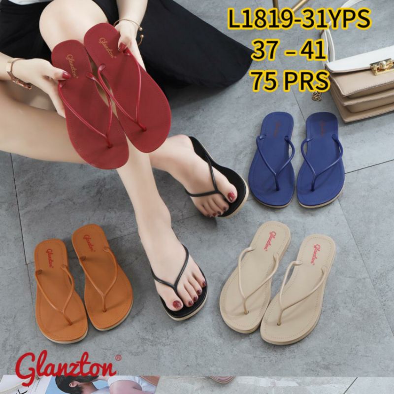 L1819-31VPS Sandal Jepit Tali Bulat Karet Jelly Glanzton Doff Tali Kabel Kecil Tipis Wanita Import Impor Glanzton Glaston L1819 L1819-31 Sendal Wedges Glanz Verotino Cewek Perempuan Japit Flat Terbaru Murah Teplek Anti Air 37-41