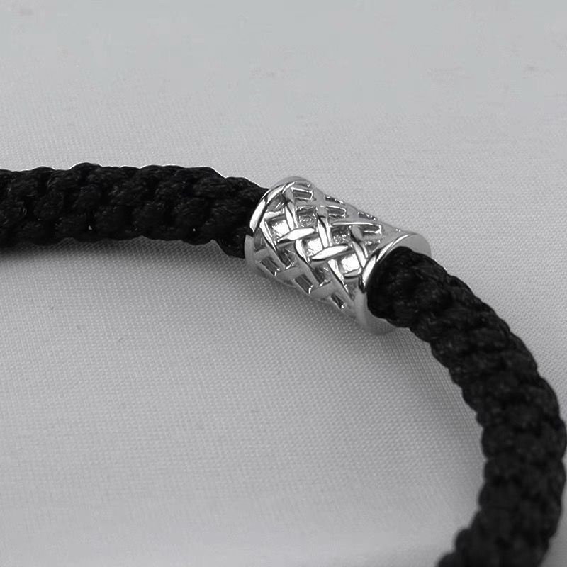 925gelang Perak Pria Sterling Silver Trendi Retro Hitam Dikepang Cowok Gelang ins Trendi Niche Sederhana Pria Gelang
