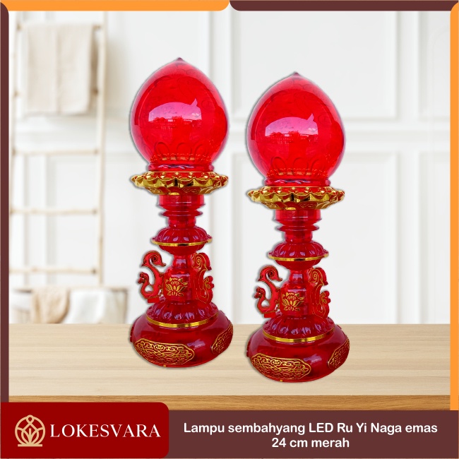 Lampu Sembahyang Altar Dekorasi LED Ru Yi Naga Emas 24cm