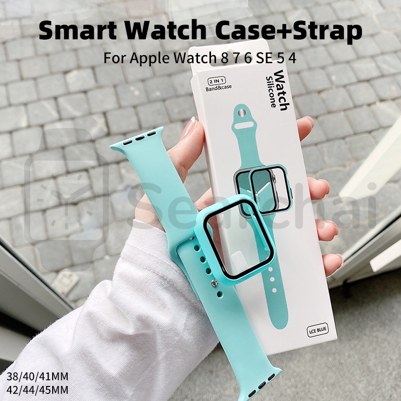 Smart Watch Case+Strap For Series 8/7/6/5/4  41mm 45mm Smart Watch Silicone Band Compatible With for iWatch Women Men