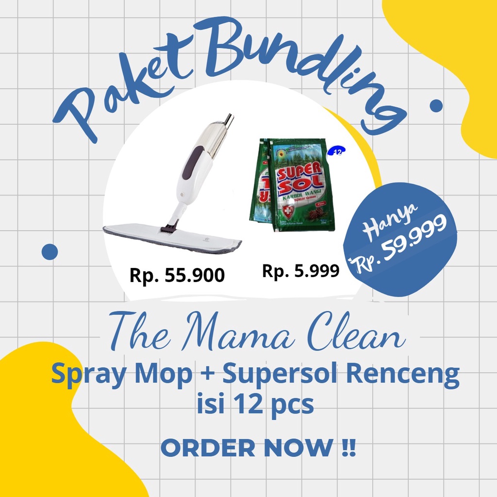 ALAT PEL LANTAI SEMPROT (SPRAYMOP) + SUPERSOL CARBOL 12 SACHET (PAKET BUNDLING)