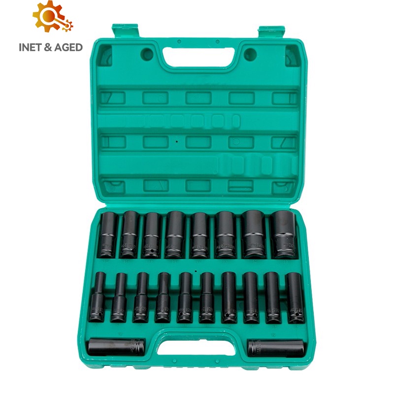 INT Mata Sok Set Impact Socket 20 pcs 1/2 Inch Mata Socket Extention Impact Socket 8mm - 32mm