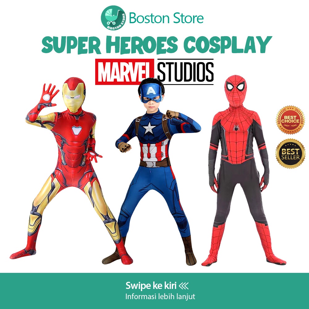 Bostonstore Custom Spiderman Anak Laki-laki / Cosplay spiderman / iron man kostum anak baju superhero Hallowen / Custom Spiderman / Custom Spiderman Anak / Custom Superhero Anak / Custom Halloween Anak / Cosplay Superhero / Custom Iron man