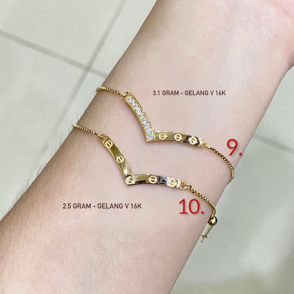 Gelang tangan SERUT anak dan dewasa emas asli kadar 700 70 16k V Fuji Aurel branded cartie rantai adjustable permata