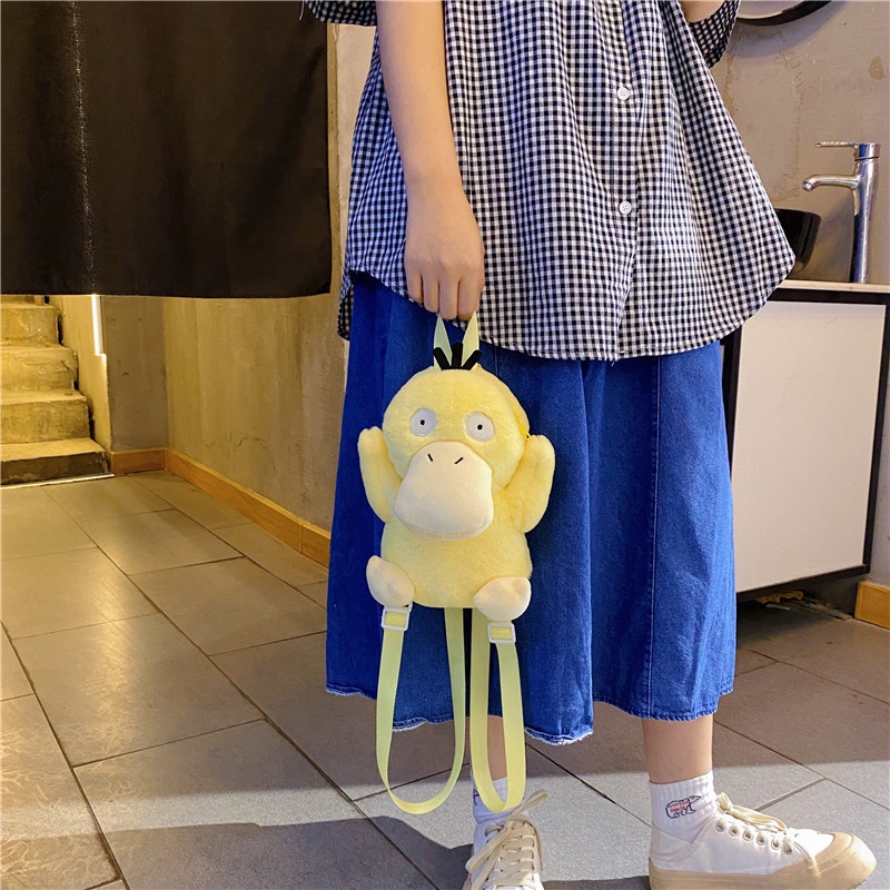 TAS RANSEL PSYDUCK POKEMON BEBEK BONEKA BULU DUCK LEMBUT Tas BACKPACK DUCK LUCU Fashion Korean Style Tas Kartun Bebek Kekinian Bahan Plush Halus Trendy