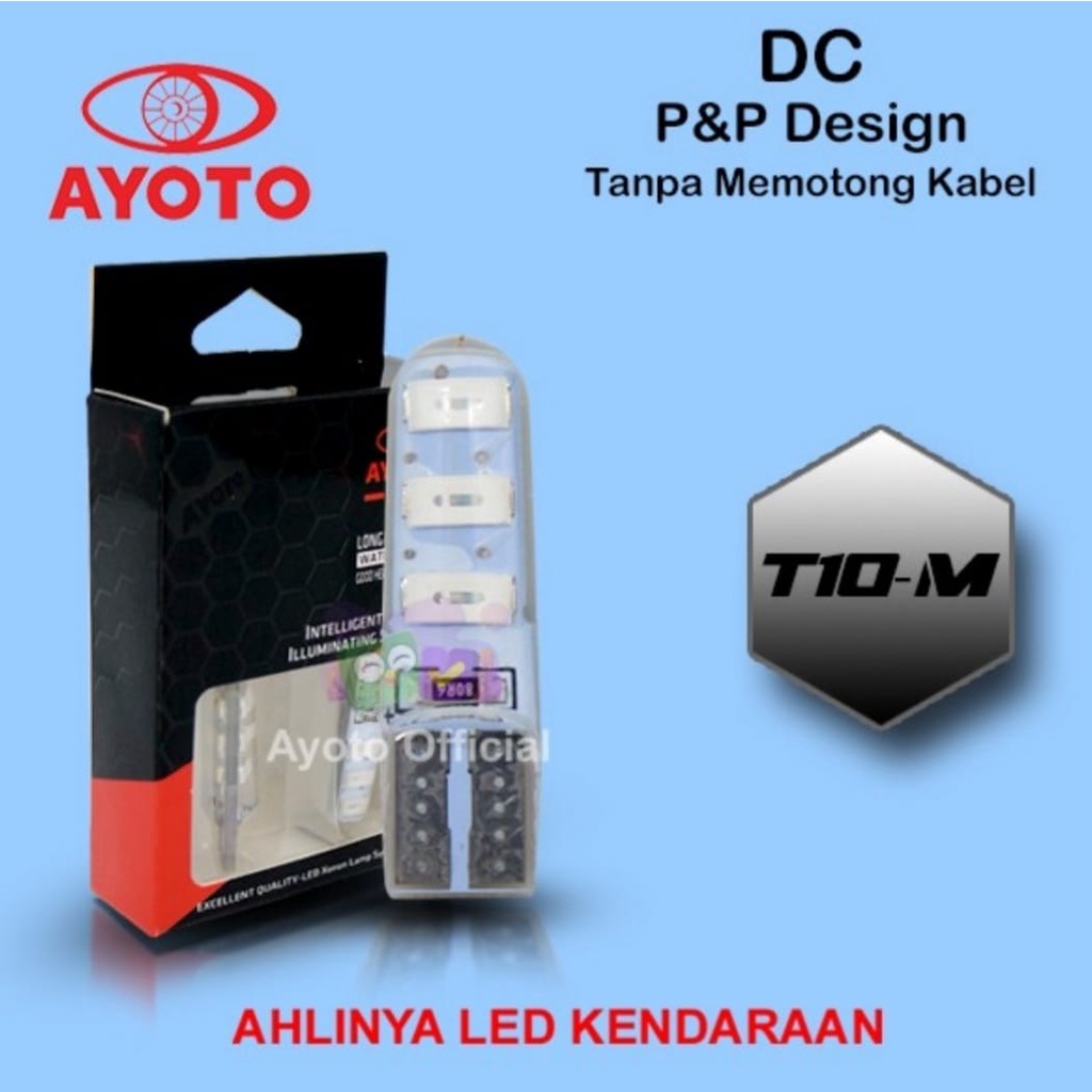 Lampu Sein Motor Mobil Putih T10 Steady AYOTO 2W DC PNP 2PCS