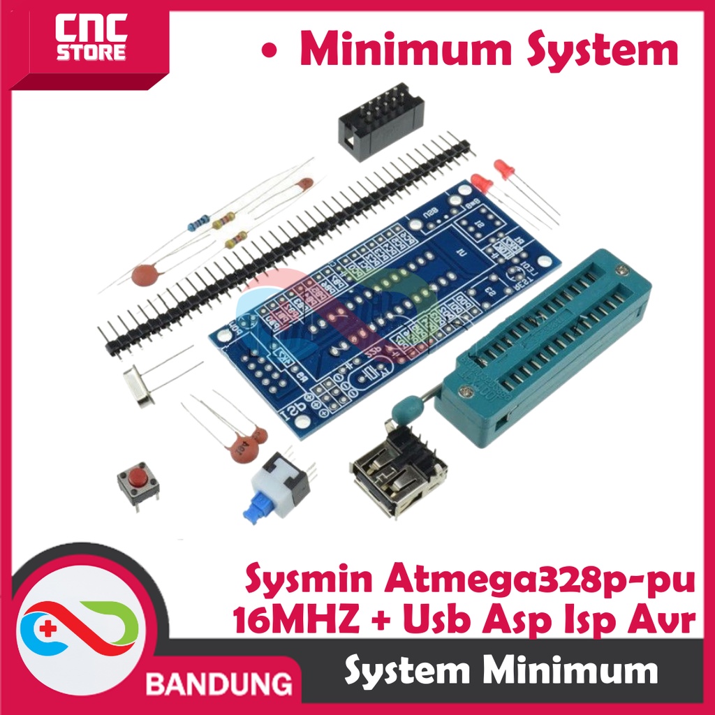 PAKET LENGKAP BOOTLOADER ATMEGA328P-PU PLUS USB ASP ISP AVR