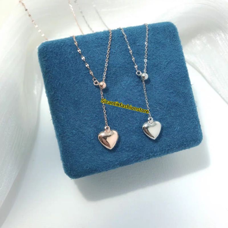 Kalung Titanium Serut Love Anti Karatan Model Wanita Korea