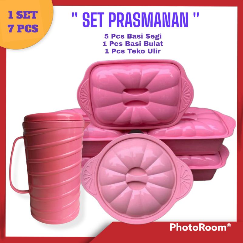 Paket Prasmanan 6.Pcs Free Teko Ulir 1.5Liter. ( 5.Kotak + 1.Bulat + 1.Teko ) Total 7.Pcs