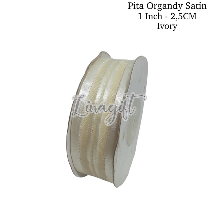 ( Rol 20 yard ) PITA ORGANDY SATIN 1 IN ( 2.5 CM ) - GIFT RIBBON 1 1/2 INCH PITA ORGANDI / ORGANZA ( MADE IN TAIWAN ) HIASAN KADO NATAL / EKSCLUSIVE / ELEGANT CLASSIC