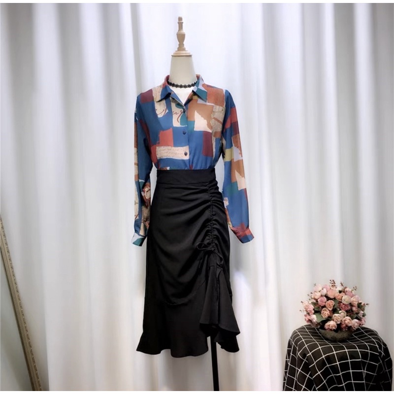 Cherry_ Skirt mermaid | Rok duyung serut | Rok wanita korean style
