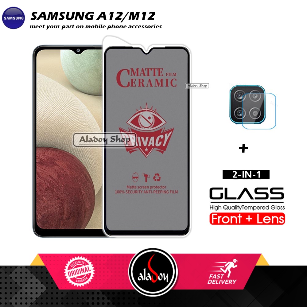 PAKET 2IN1 Anti Gores Privacy Samsung A12/M12 + Tempered Glass Kamera