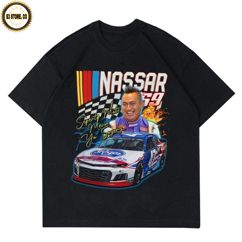 KAOS BAJU KING NASSAR T-SHIRT NASCAR RUMBLE BLACK KAOS TOP DANGDUT RAP TEE pria wanita Anak/Dewasa B
