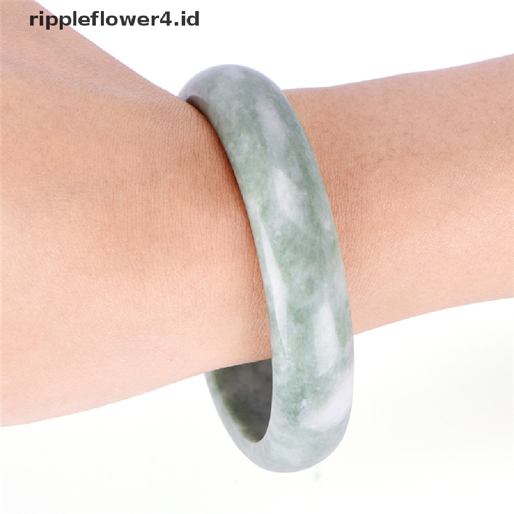 {rippleflower4.id} Gelang Bangle Permata Giok Hijau Alami Elegan Asli Handmade Perhiasan Fashion~