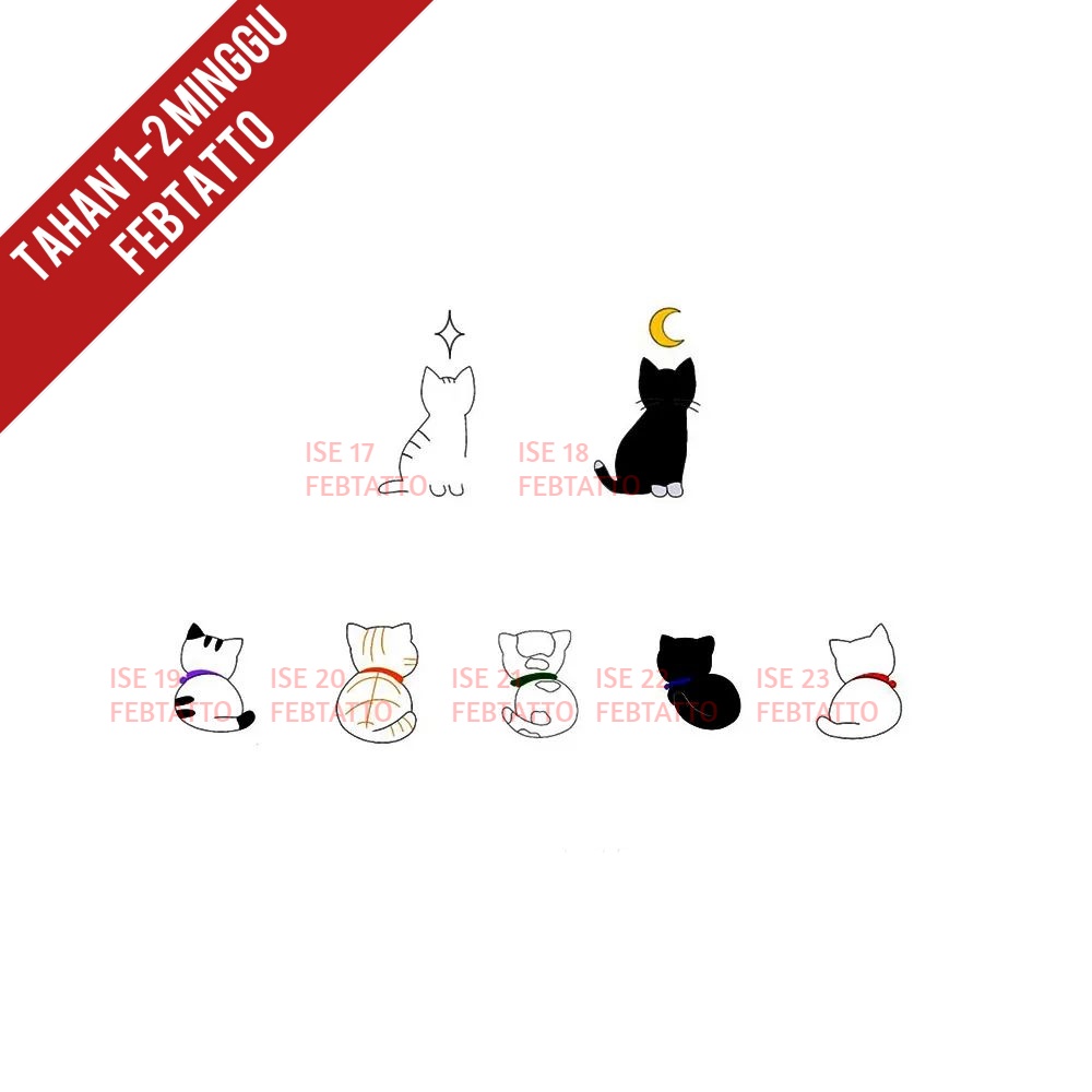 Tato Temporer tato kucing stiker Tato- ISE 17-23