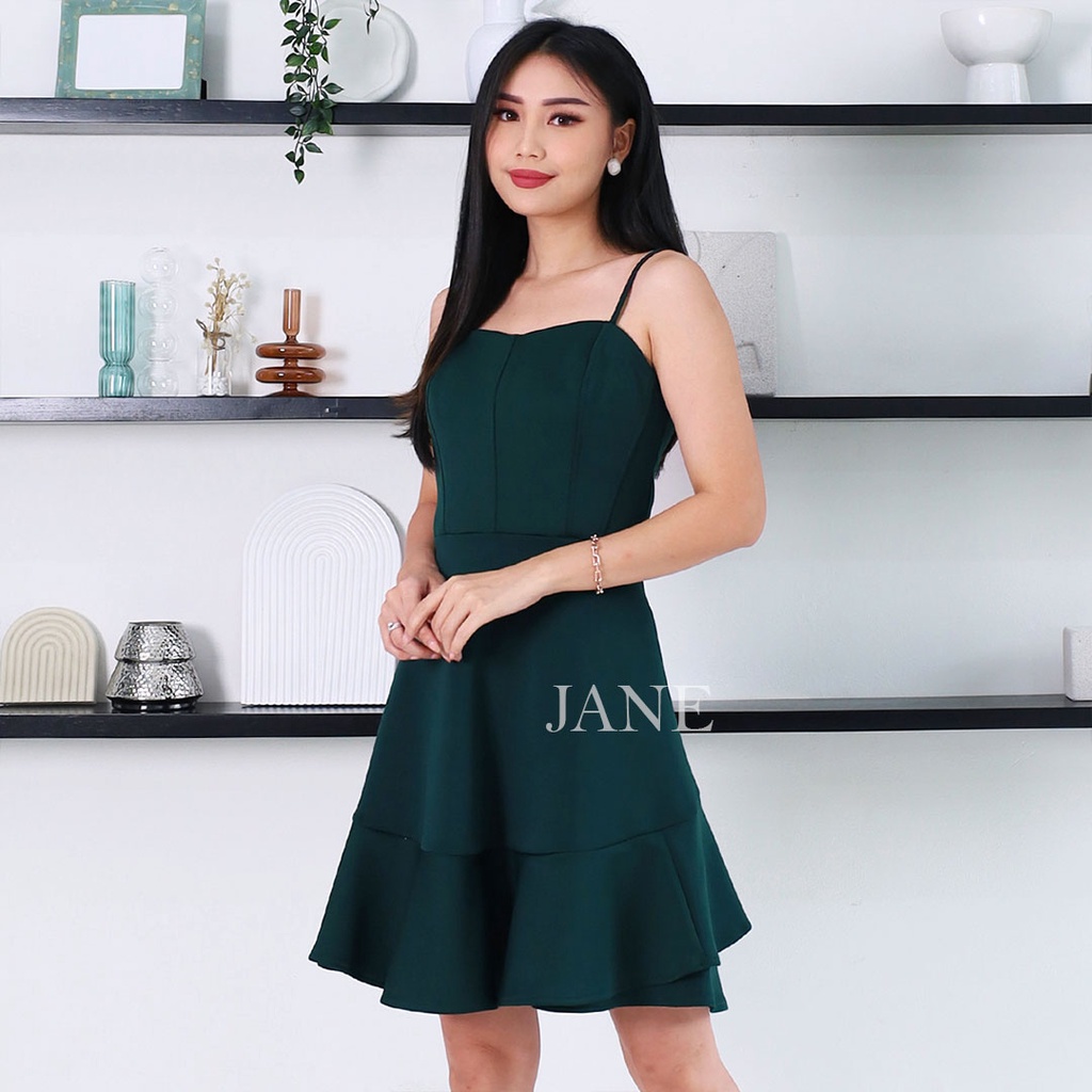 JANE COLLECTION || Mini Dress Wanita Hitam Pesta Tank Top Putih Scuba Fit And Flare Casual Korean Look Sexy Party Dress Rachel