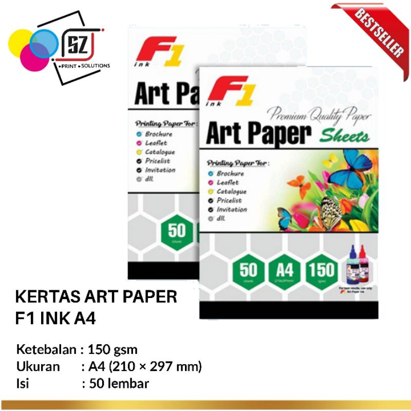 

Kertas Art Paper F1 Ink - Ukuran A4 isi 50 Lembar 150gsm