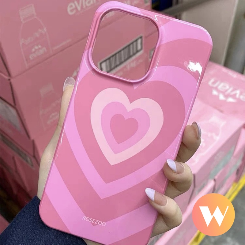 IPHONE Case Pink Rose Merah Glossy Halus Kompatibel Untuk Iphone7 8 Plus11 13 14 12 Pro Max XR XS Max X Se2020 Gradiasi Cinta Hati Shockproof Lembut Tpu Phone Cover