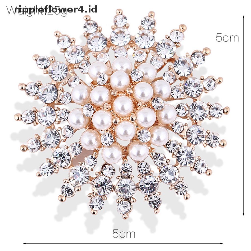 {rippleflower4.id} Berlian Imitasi Bunga Bros Mutiara Klasik Brooch Pin Aksesoris Perhiasan Wanita~