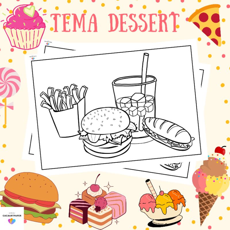 

KERTAS MEWARNAI / KERTAS GAMBAR / DESSERT /KERTAS MEWARNAI ANAK PAUD TK SD / A4