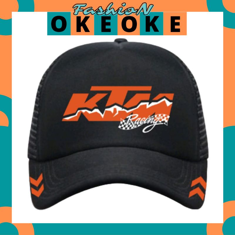 OkeOkeFashion Topi Trucker KTM RACING READY TO RACE - Topi Distro KTM RACING Logo - Topi KTM RACING 