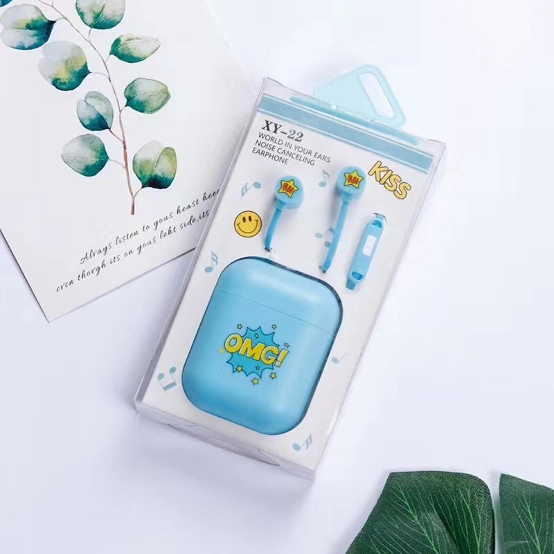 [XY 22 ] Set Headset Earphone karakter motif TODAY NICE  MODEL XY 22 + Wadah Earphone Motif desing good quality
