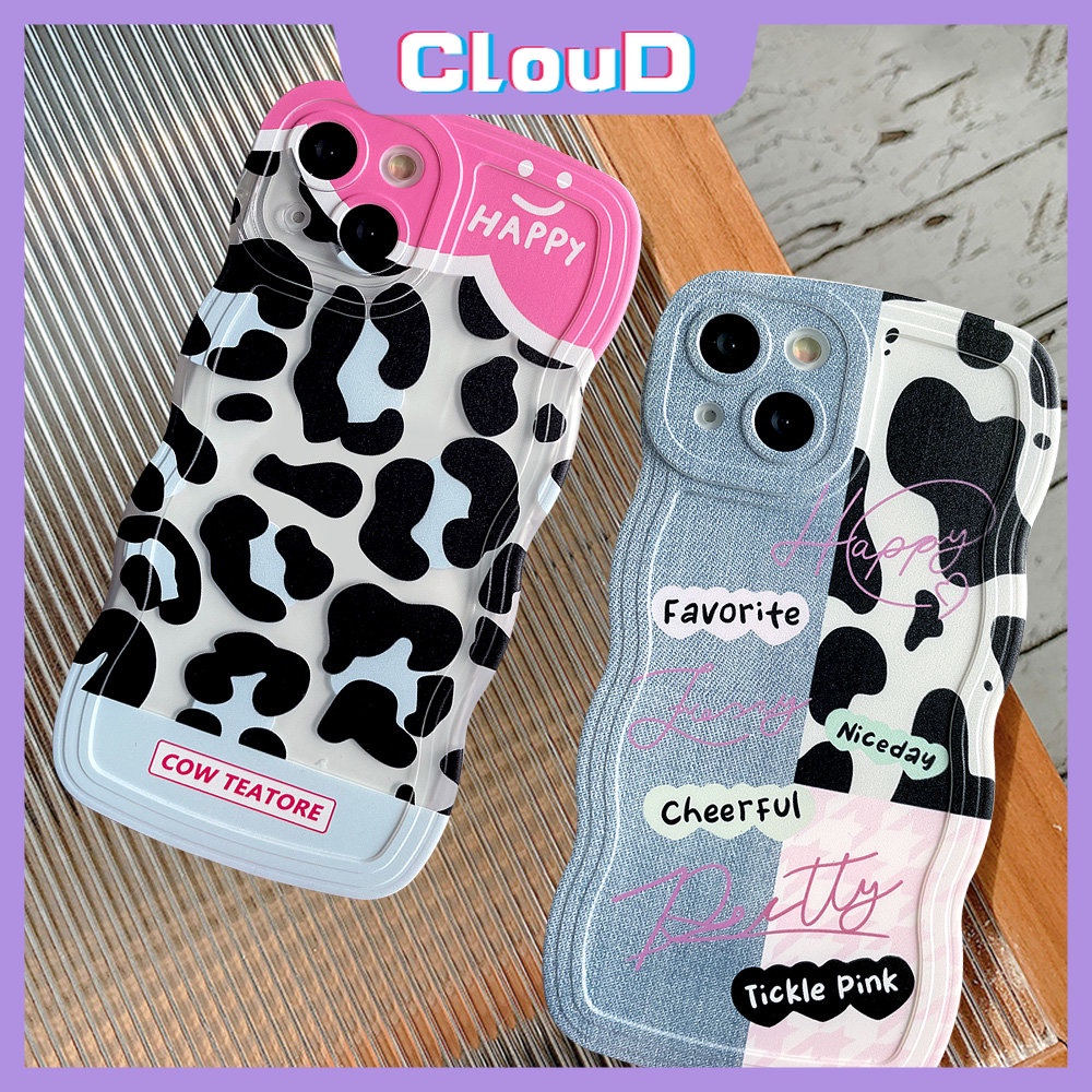 Patch Denim Lucu Lembut Tpu Wavy Edge Phone Case Kompatibel Untuk iPhone 7plus 11 12 14 13 Pro MAX X XR XS MAX 6s 8 6 14 7 Plus SE 2020fashion Motif Leopard Wavy Edge Back Cover