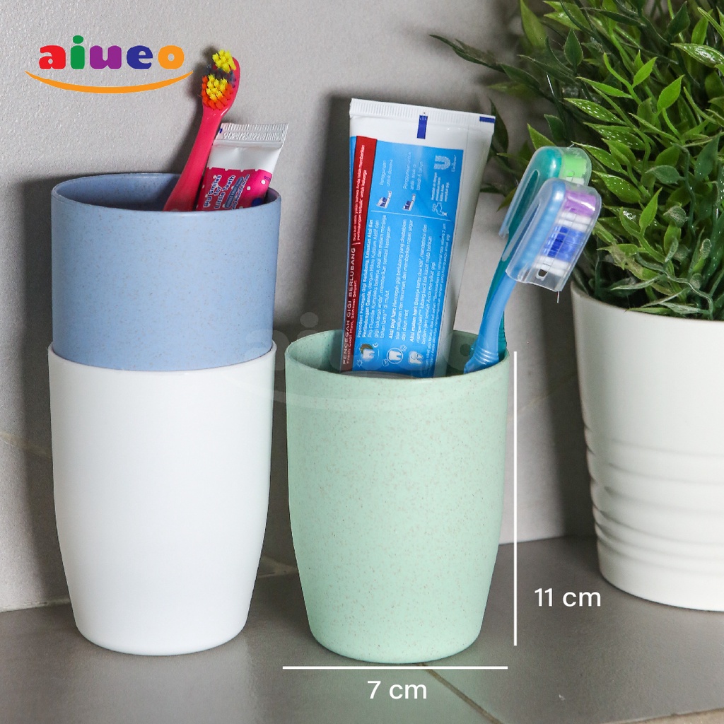 AIUEO | Gelas Kumur dan Sikat Gigi Kamar Mandi Tempat Sikat Gigi Odol (Dandelion) | Gelas Plastik | Gelas Grosir | Gelas murah | Gelas anak