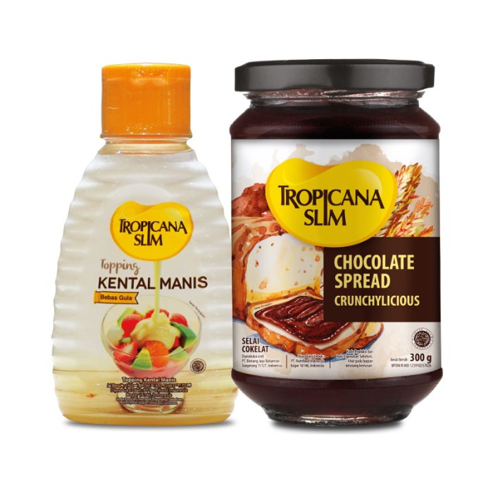 

selai- tropicana slim chocolate spread 300gr + topping kental manis 150ml -selai