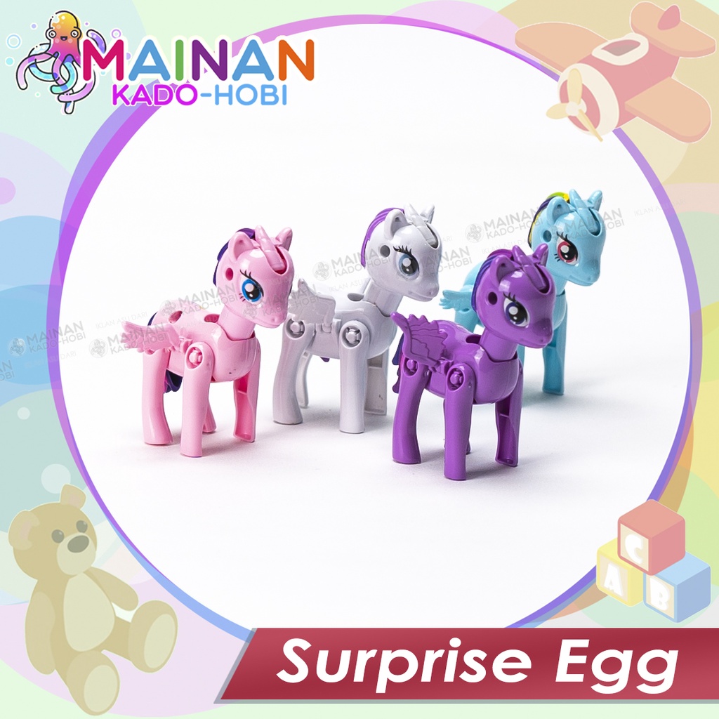 MAINAN ANAK DEFORMATION EGG TRANSFORMASI TELUR SURPRISE EGG UNICORN KUDA PONI