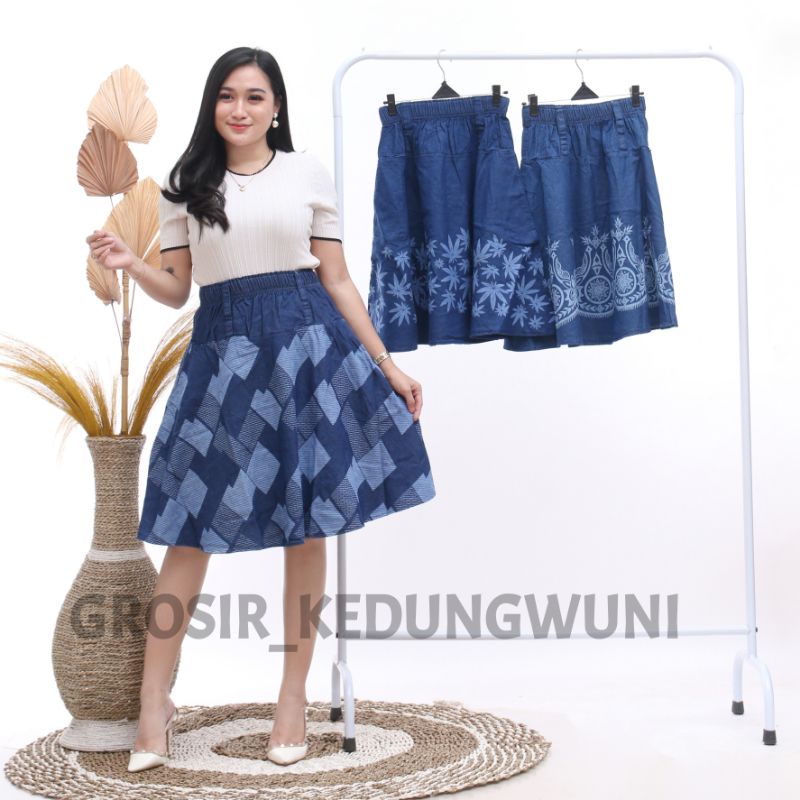 ROK PAYUNG PENDEK JEANS MOTIF