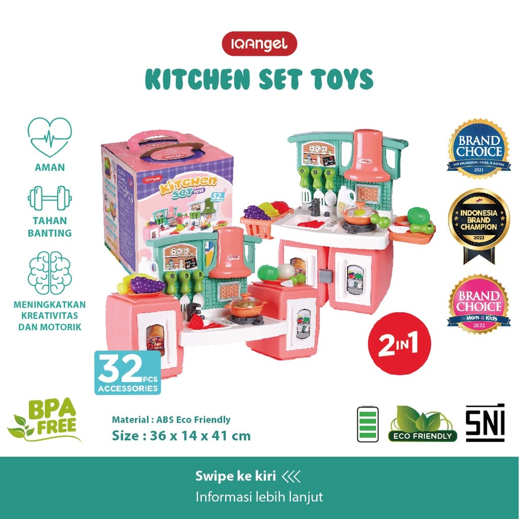IQ Angel 32pcs Kitchen Set Toys BC9001 - Mainan Alat Masak- Masak Anak