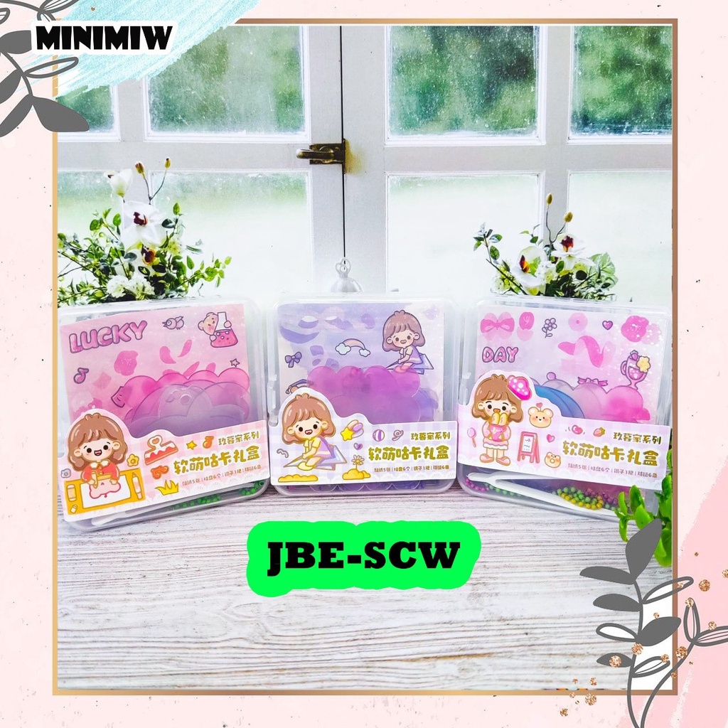 &quot;Paket DIY Sticker 3 IN 1 Gantungan Kunci Pinset Penjepit kreatifitas anak JBE-SCW Set Daily Manual Cute Pattern Decorative Tape  Sticker Gift Box&quot;