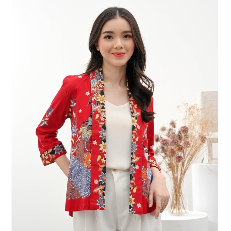 Outer Batik 241 BBC red/ Rompi Batik/ Luaran Batik/ Seragam batik/ Batik Merah/ Batik Merah