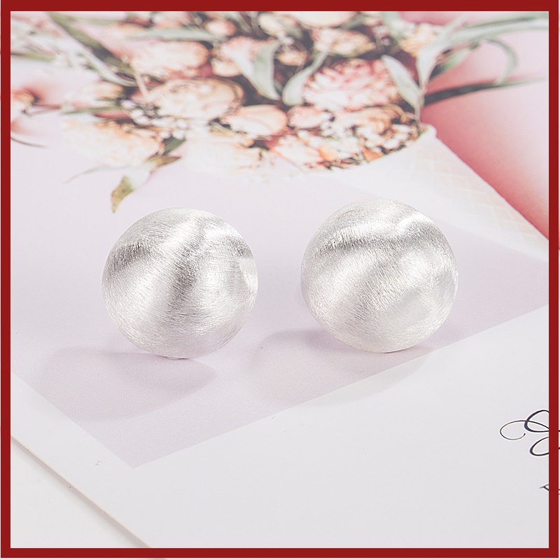 Anting Tusuk Wanita Bola Brushed Frosted U1433