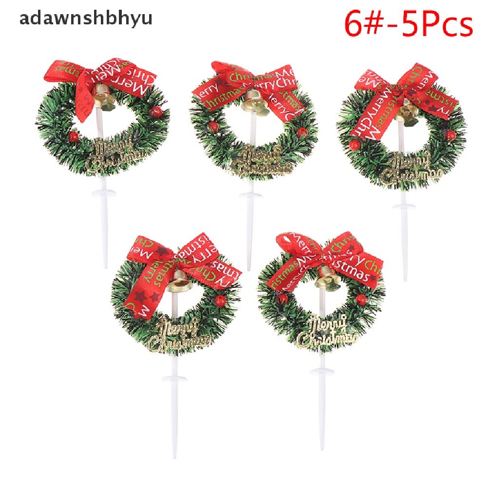 Adawnshbhyu 5Pcs Christmas Fruit Fork Leaf Xms Dekorasi Pohon Kue Plugin Party Decor ID