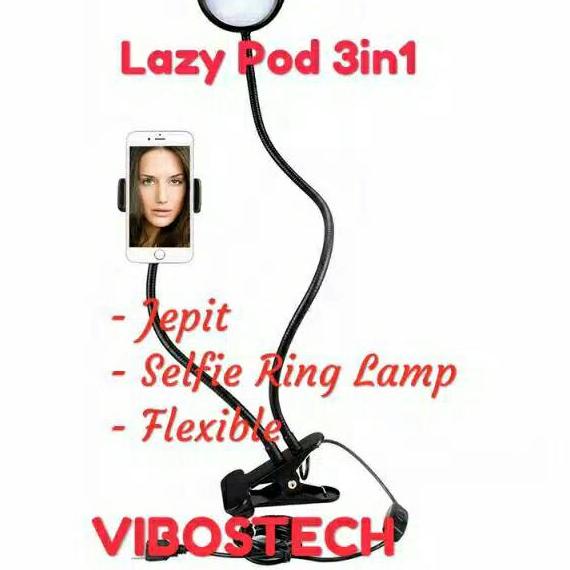 Terbaru Lazypod 3in1 Besi Lazypod Jepit Ringlight Holder Hp Original