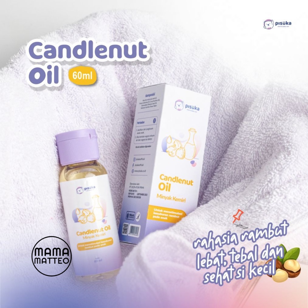 PISUKA Candlenut Oil 60ml / Minyak Kemiri Untuk Rambut Bayi Anak / Menyuburkan Melebatkan Pertumbuhan Rambut