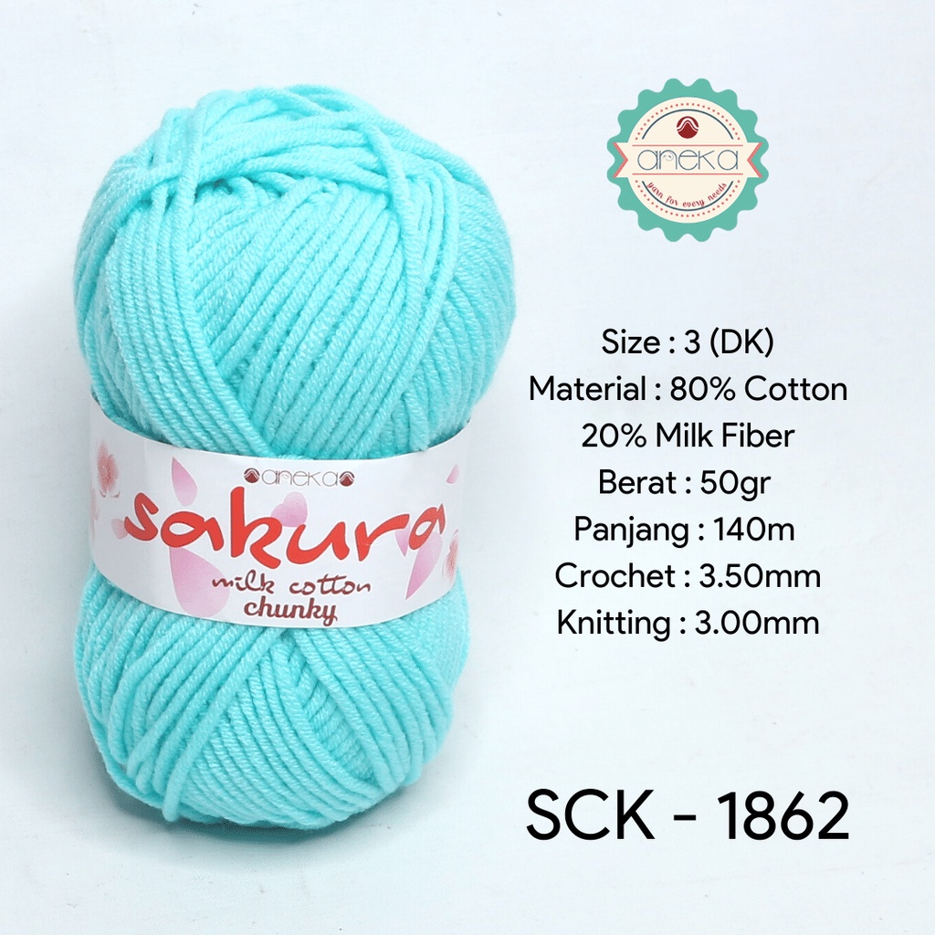 Benang Rajut Katun Susu Sakura Milk Cotton Chunky - 1862