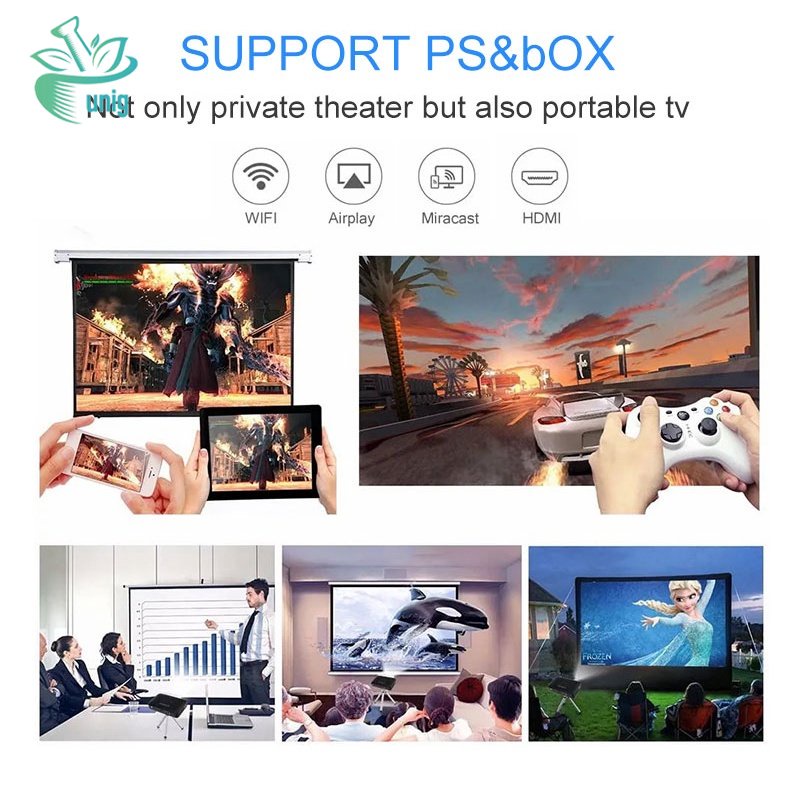 (𝐆𝐫𝐚𝐭𝐢𝐬 𝐎𝐧𝐠𝐤𝐢𝐫) Proyektor HD Smart Projector 1080P &amp; 4K With WiFi &amp; Bluetooth 150 ANSI 8000 Lumens