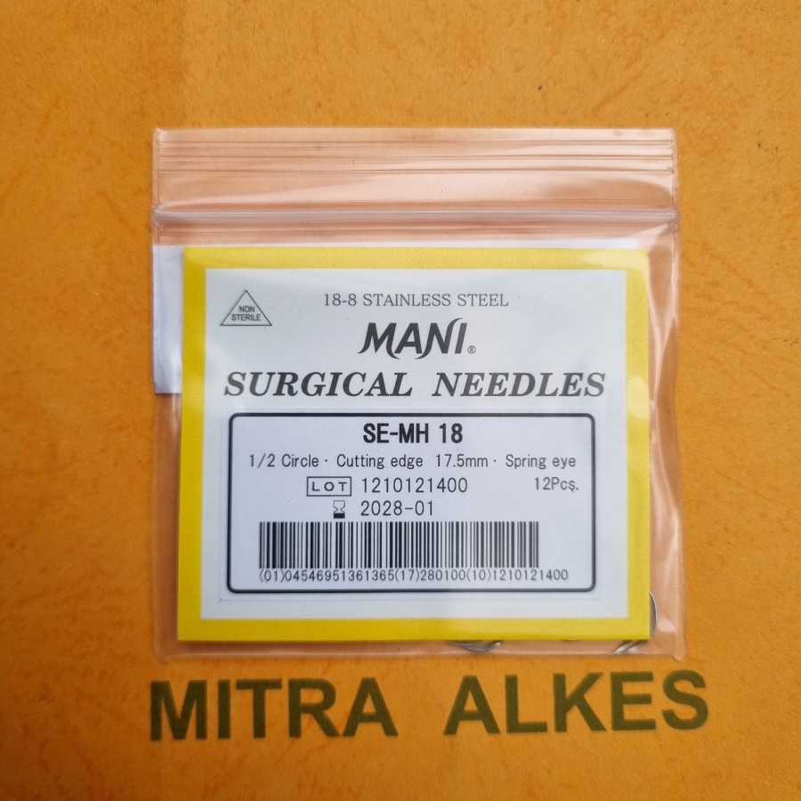 Jarum Hekting Kulit MANI SE-MH Cutting 1/2 Circle. Surgical Needles.