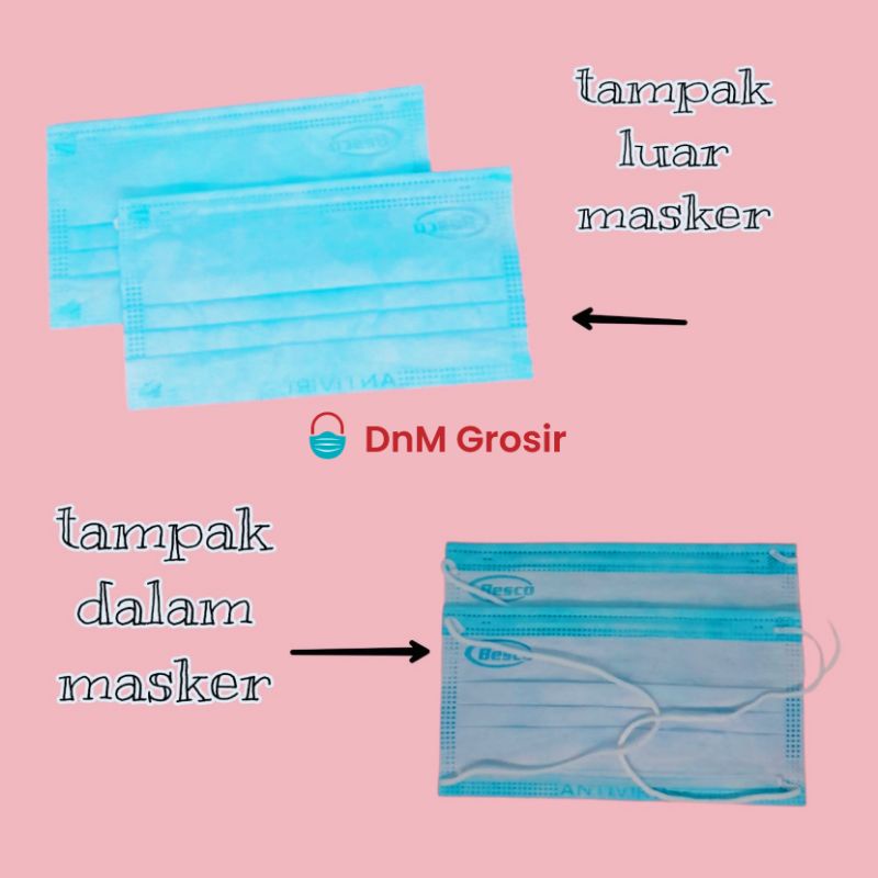 Masker Hijab Biru Hitam 3 ply Isi 50 Pcs