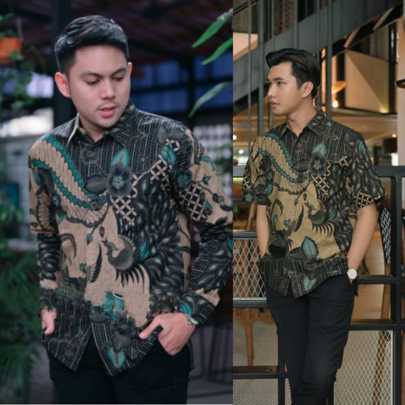 Baju Kemeja batik pria cowok cowo lengan panjang pendek pekalongan solo seragam keris premium G01