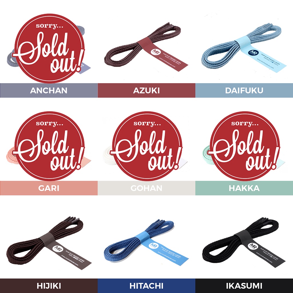 Tali Lilin Gepeng Kecil (Thin Flat) 100cm Variasi Warna untuk Sepatu Sneakers