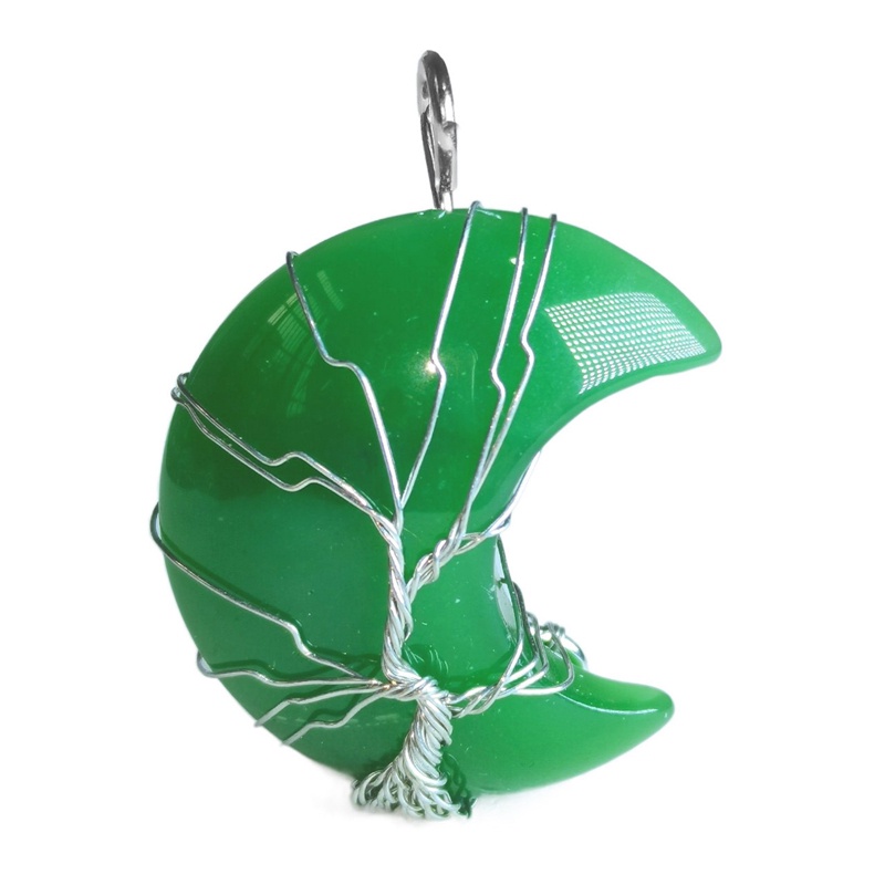 1 Pc Pohon Kehidupan Kawat Dibungkus Bulan Sabit Liontin Kalung Reiki Penyembuhan Batu Kristal Kalung Batu Permata Alami Kuarsa Perhiasan