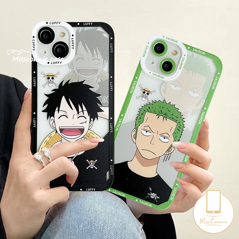 Casing Shockproof Kompatibel Untuk iPhone 7Plus 8Plus 11 14 13 12 Pro Max XR X XS Max 6 6s 8 7 Plus SE 2020 Kartun Anime One Piece Luffy Zoro Soft TPU Angel Eyes Cover